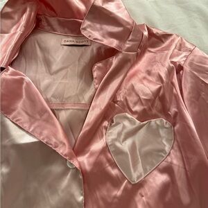 Dana Scott Pink Satin Sleep Set with Heart Detail
